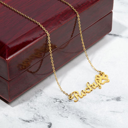 Best Dog Mom, Paw Print Name Necklace